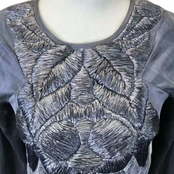 Tony Cohen Washed Silk Straw Design Zipper Dress - Picture 4 of 12